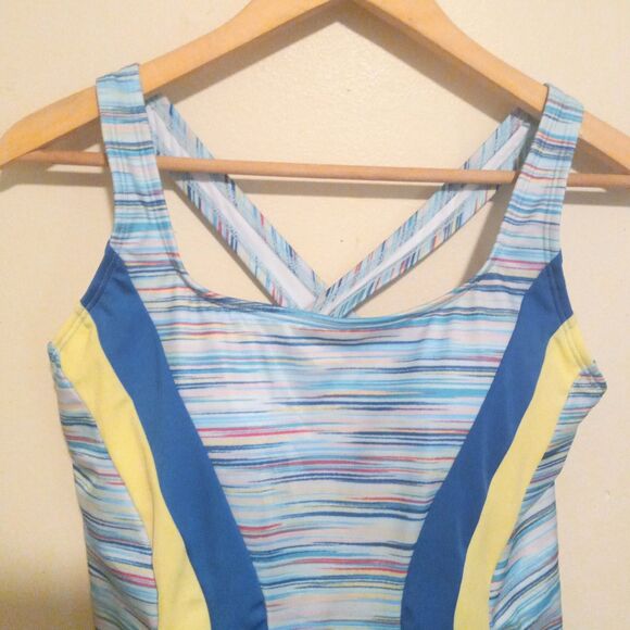 Lands End Athletic One Piece Swimsuit-Size 12-Racerback-Lined-UPF 50-D Cup - Picture 3 of 10